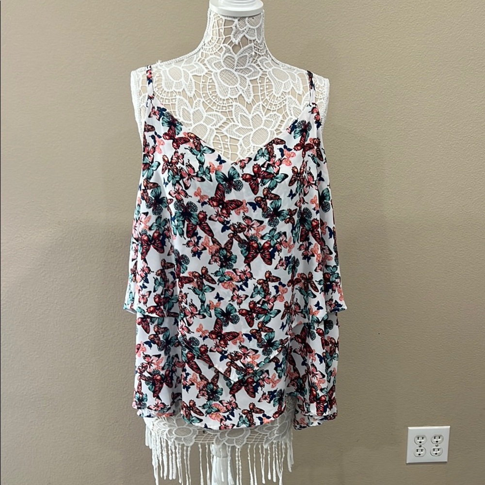Floral Butterfly Print Women's Top